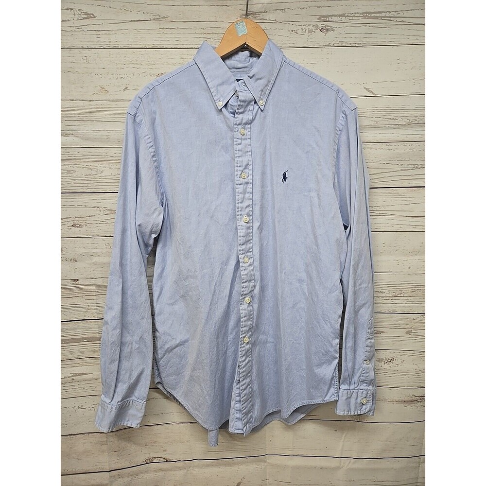 Ralph Lauren Men's 16 Classic Fit Long Sleeve Button Down Solid‎ Blue Cotton